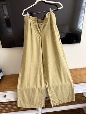 H&M Olive Green Linen-Blend Pants